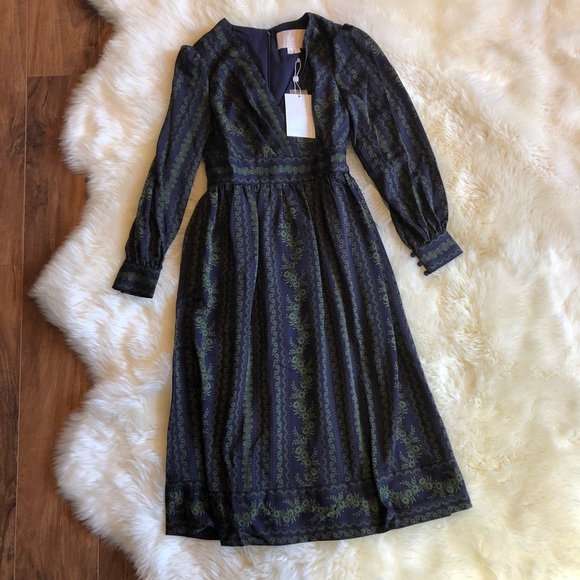 Gal Meets Glam Jocelyn Border Print Faux Wrap Dres - Picture 2 of 6